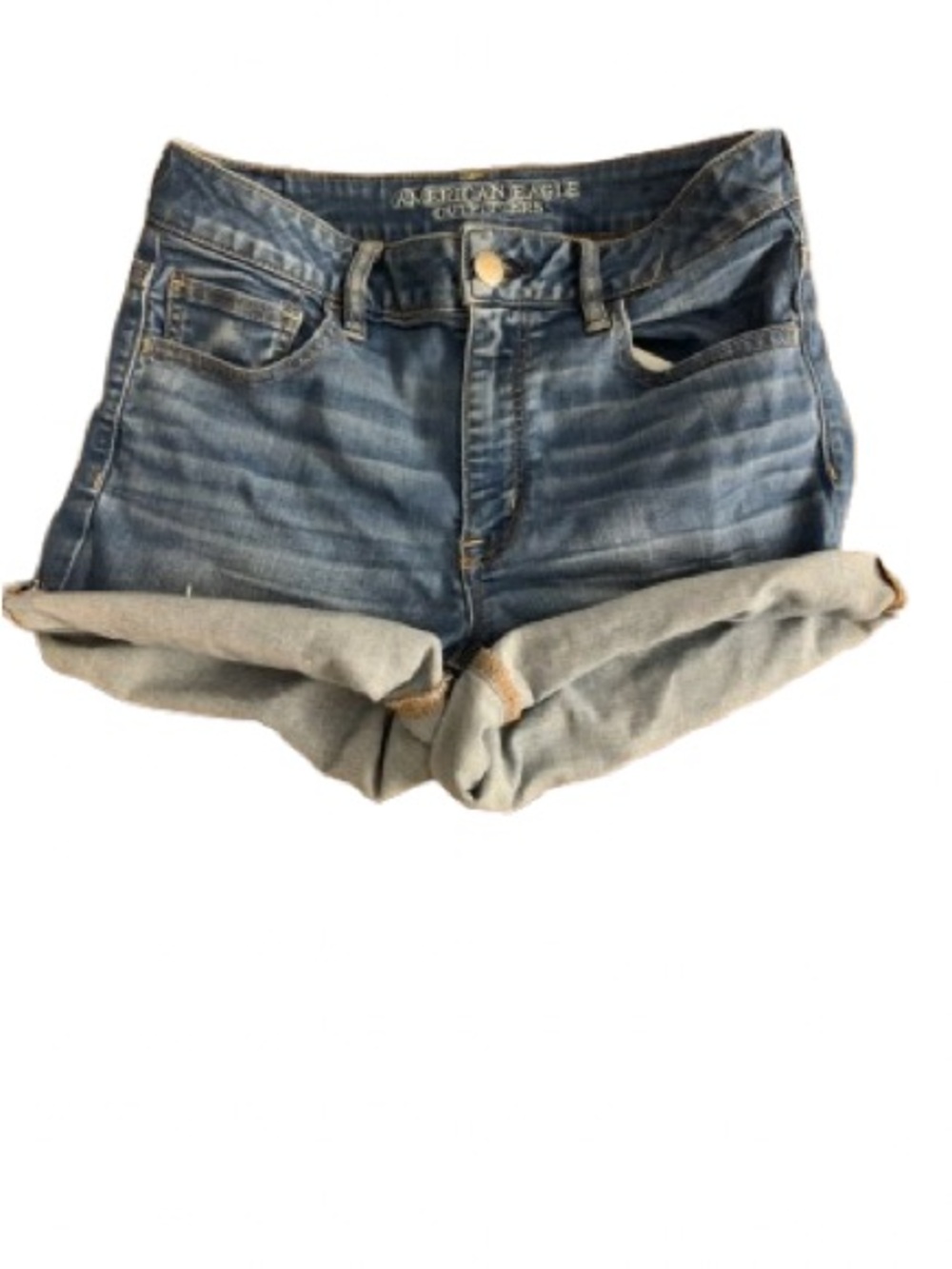 American Eagle Outfitters Women's Hi Rise Shortie Frayed Hem Jean Shorts